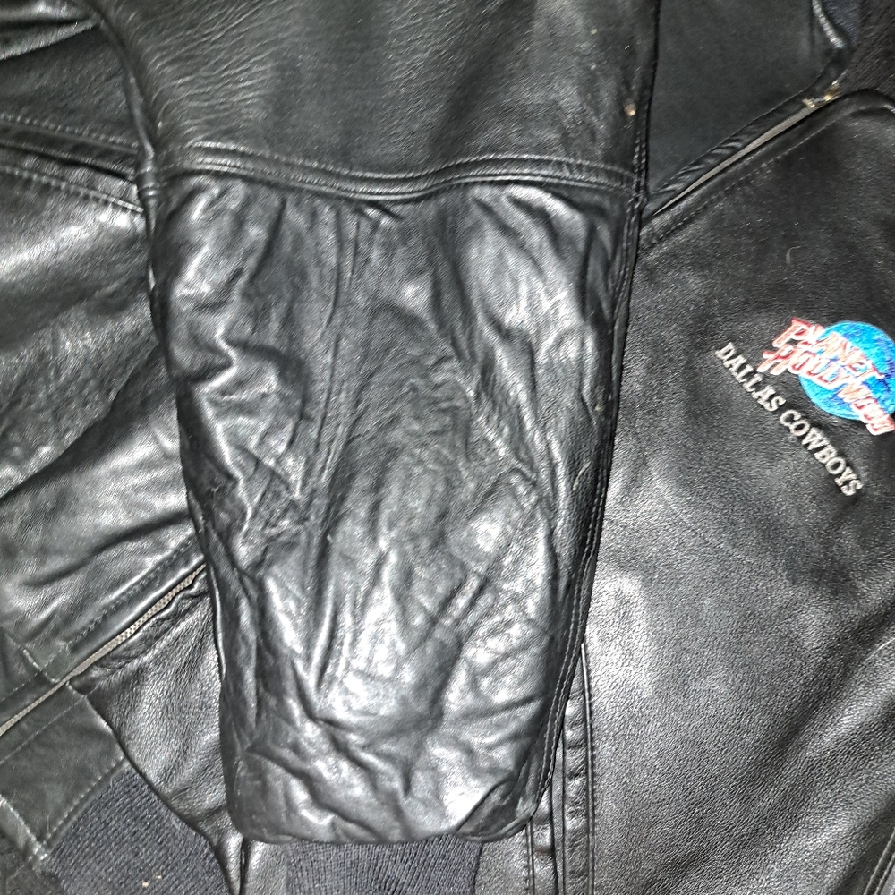 Vintage Planet Hollywood Men’s Leather Jacket 90’s Dallas Cowboys - Picture 8 of 16